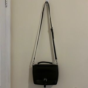 Gray leather purse, silver hardware